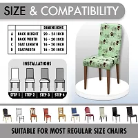 Glassiano Polyester Spandex Removable Adjustable Washable Short Dining Chair Cover for 2 Chairs | Elastic Stretchable Seat Protector Slipcover for 2 Chairs (Print 27) (Pack of 2)-thumb4