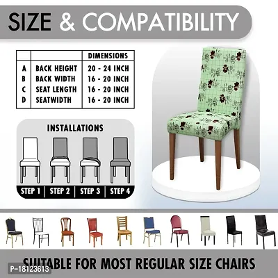 Glassiano Polyester Spandex Removable Adjustable Washable Short Dining Chair Cover for 2 Chairs | Elastic Stretchable Seat Protector Slipcover for 2 Chairs (Print 27) (Pack of 2)-thumb5