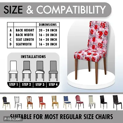 Glassiano Polyester Spandex Removable Adjustable Washable Short Dining Chair Cover for 2 Chairs | Elastic Stretchable Seat Protector Slipcover for 2 Chairs (Print 31) (Pack of 2)-thumb5
