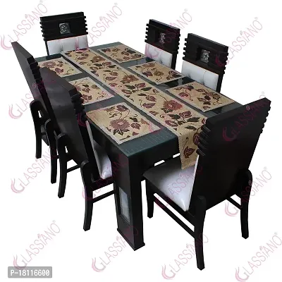 Glassiano PVC Printed Table Mat with Table Runner for Dining Table 6 Seater, Multicolor (1 Table Runner and 6 Mats) SA03-thumb2