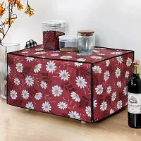 Glassiano Red-White Flower Printed Microwave Oven Cover for Samsung 28 Litre Convection Microwave Oven MC28H5025VB/TL, Black-thumb1