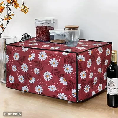 Glassiano Red-White Flower Printed Microwave Oven Cover for Samsung 28 Litre Convection Microwave Oven MC28H5025VB/TL, Black-thumb2