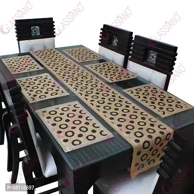 Glassiano PVC Printed Table Mat with Table Runner for Dining Table 6 Seater, Multicolor (1 Table Runner and 6 Mats) SA02