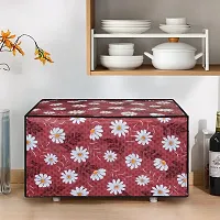 Glassiano Red-White Flower Printed Microwave Oven Cover for Samsung 28 Litre Convection Microwave Oven MC28H5025VB/TL, Black-thumb2