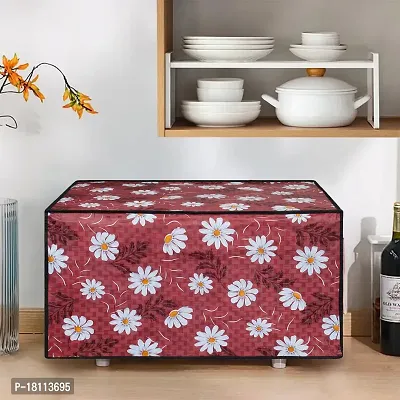 Glassiano Red-White Flower Printed Microwave Oven Cover for Samsung 28 Litre Convection Microwave Oven MC28H5025VB/TL, Black-thumb3