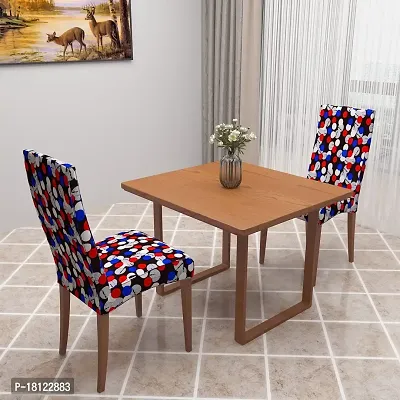 Glassiano Polyester Spandex Removable Adjustable Washable Short Dining Chair Cover for 2 Chairs | Elastic Stretchable Seat Protector Slipcover for 2 Chairs (Print 19) (Pack of 2)