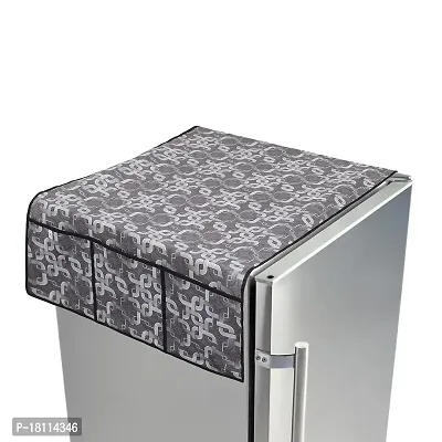 Glassiano Geometric Grey Printed Designer Fridge Top Cover