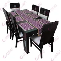 Glassiano PVC Printed Table Mat with Table Runner for Dining Table 6 Seater, Multicolor (1 Table Runner and 6 Mats) SA46-thumb1