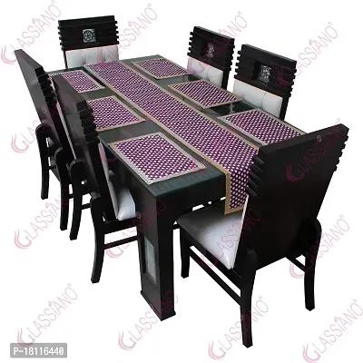 Glassiano PVC Printed Table Mat with Table Runner for Dining Table 6 Seater, Multicolor (1 Table Runner and 6 Mats) SA46-thumb2