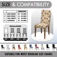 Glassiano Polyester Spandex Removable Adjustable Washable Short Dining Chair Cover for 2 Chairs | Elastic Stretchable Seat Protector Slipcover for 2 Chairs (Print 22) (Pack of 2)-thumb4