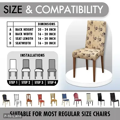 Glassiano Polyester Spandex Removable Adjustable Washable Short Dining Chair Cover for 2 Chairs | Elastic Stretchable Seat Protector Slipcover for 2 Chairs (Print 22) (Pack of 2)-thumb5