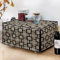 Glassiano Beige Checkered Printed Microwave Oven Cover for Godrej 30 Litre Convection Microwave Oven InstaCook GMX 30 CA1 SIM, Silver-thumb1