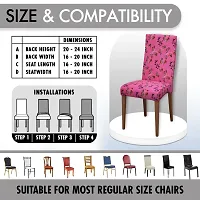 Glassiano Polyester Spandex Removable Adjustable Washable Short Dining Chair Cover for 2 Chairs | Elastic Stretchable Seat Protector Slipcover for 2 Chairs (Print 40) (Pack of 2)-thumb4