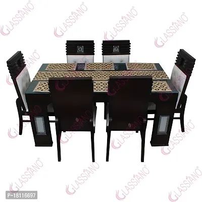 Glassiano PVC Printed Table Mat with Table Runner for Dining Table 6 Seater, Multicolor (1 Table Runner and 6 Mats) SA02-thumb3