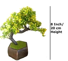 SOFIX Bonsai Wild Plant Artificial Plant for Home Decor with Wooden Pot - 20 cm (Yellow)-thumb1