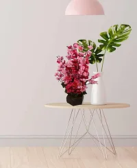 SOFIX Beautiful Artificial Peach Blossom Flowers Bunch with Pot for Home Decor - 40 cm - (Red Pink)-thumb4