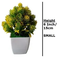 HYPERBOLES 2 Mini Artificial Bonsai Wild Plant Green Tree for Home Decor - 6 Inch/15 cm-thumb2