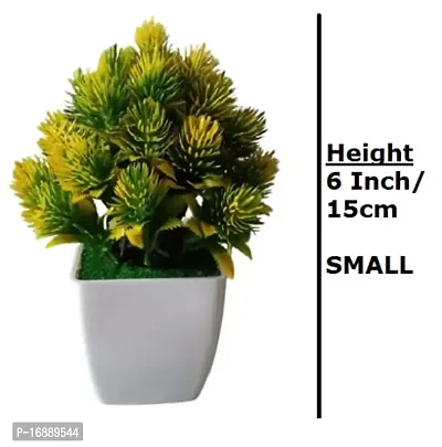 HYPERBOLES 2 Mini Artificial Bonsai Wild Plant Green Tree for Home Decor - 6 Inch/15 cm-thumb3