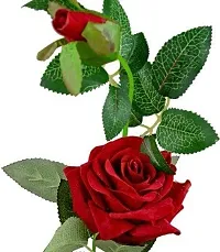 Hyperboles Artificial Rose Flower Stick (Red, 1 Rose Flowers With 1 Rose Bud)-thumb2