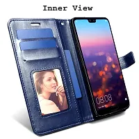 COVERBLACK Leather Finish Inside TPU Wallet Stand Magnetic Closure Flip Cover for Infinix SMART 8 HD - Navy Blue-thumb2
