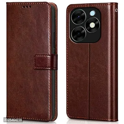 COVERBLACK Leather Finish Inside TPU Wallet Stand Magnetic Closure Flip Cover for Infinix SMART 8 HD - Executive Brown-thumb0