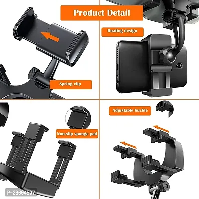 360 Degree Rotation Adjustable Anti Vibration Car Phone Holder for Rear View Mirror Mount Stand - Supports Mobile Up to 6.5 inch Smartphones-thumb3