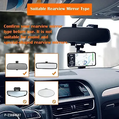 360 Degree Rotation Adjustable Anti Vibration Car Phone Holder for Rear View Mirror Mount Stand - Supports Mobile Up to 6.5 inch Smartphones-thumb4