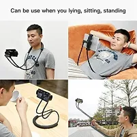 Lazy Neck Phone Holder, Neck Hanging Mobile Cell Phone Stand, Multiple Function Bracket, Flexible Rotating Mounts Universal for Smartphones (Black)-thumb1