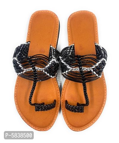 011_mitti brown black  silver lining kolhapuri chappal-thumb0