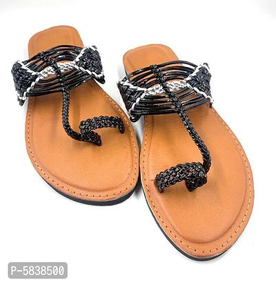 011_mitti brown black  silver lining kolhapuri chappal-thumb2