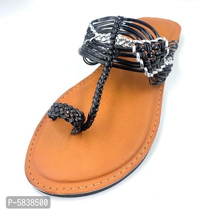 011_mitti brown black  silver lining kolhapuri chappal-thumb4