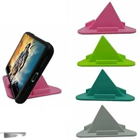 Portable Pyramid Shape Mobile Stand Mobile Holder (Three-Sided Triangle Desktop Mobile Stand), Set of 4