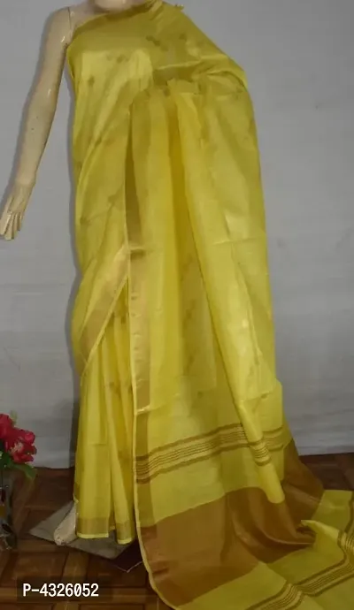 Cotton Slub Saree With Attractive Weaving Design With Running Blouse-thumb0