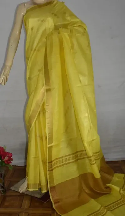 Slub Saree With Attractive Weaving Design With Running Blouse