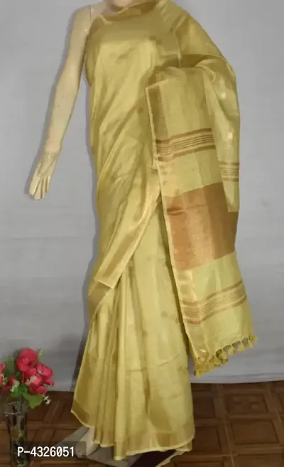 Cotton Slub Saree With Attractive Weaving Design With Running Blouse-thumb0