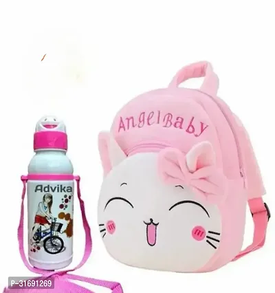 Cute Pink Cat Mini Backpack with Free Water Bottle for Girls Boys-thumb0