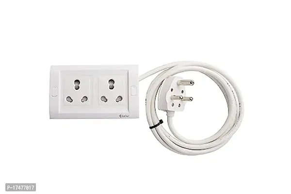 Premium Quality 16 Ampere Dual Socket Surge Protected And Plug Extension Cord Cable (White, 2 Meters)