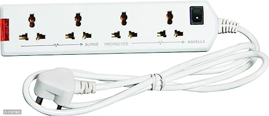 Premium Quality Heavy Duty 6A Four-Way 2400W Extension Board And Wire (White) -1.5 Metre-thumb0