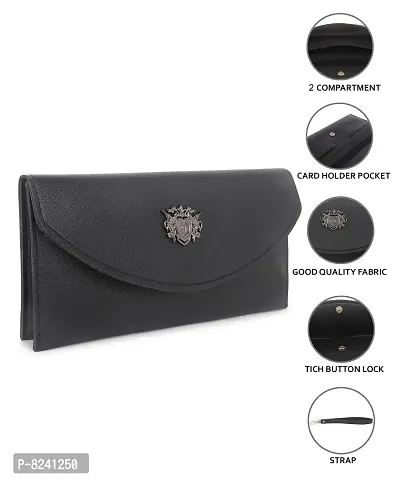 Element Cart PU Leather Black Color Clutch for Women/Girls(CM-12-UNICONE-BLACK)-thumb3