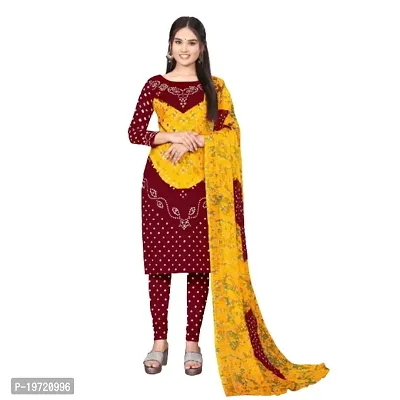 Elegant Multicoloured Crepe Printed Dress Material with Dupatta For Women-thumb2