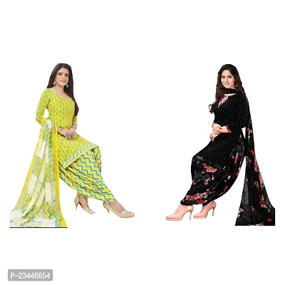 Stylish Women Crepe Unstitched Dress Material with Dupatta Pack of 2-thumb0