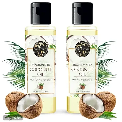 Soul & Scents Natural Coconut Cold Pressed Carrier Oil (150 ml - Pack of 2) for Hair and Skin (Nariyal Tel)