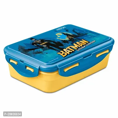 MILTON Mini Fun Treat Super Hero Plastic Tiffin Box for Kids, 650 ml, with Inner Container, 125 ml, Dark Yellow