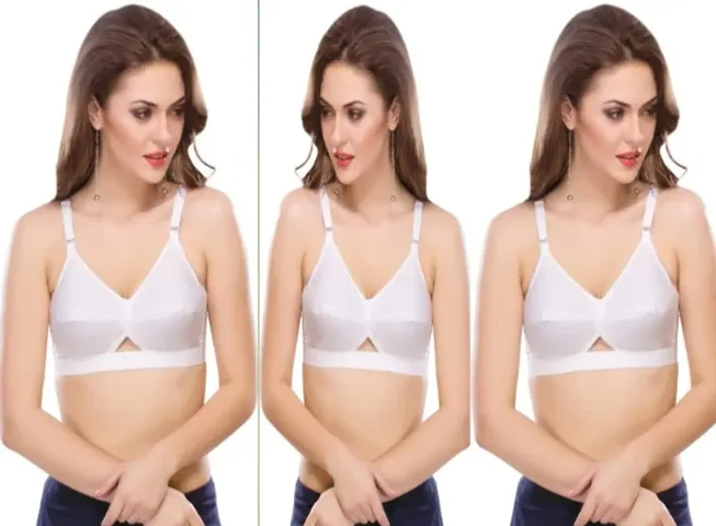 Cotton Solid White Everyday Bras Combo