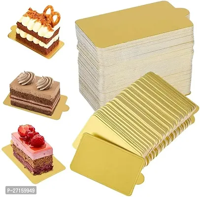 Mini Cake Board - Pastry Base, Pastry Tray, Cake Board, Dessert Display Tray, Golden Mousse Cake Board Rectangle (Pack Of 200)-thumb0