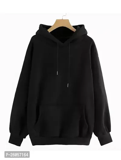 Elegant Black Cotton Blend Solid Long Sleeves Hooded Sweatshirts For Men