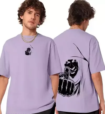 Stylish Cotton Purple Printed Round Neck T-shirt For Men