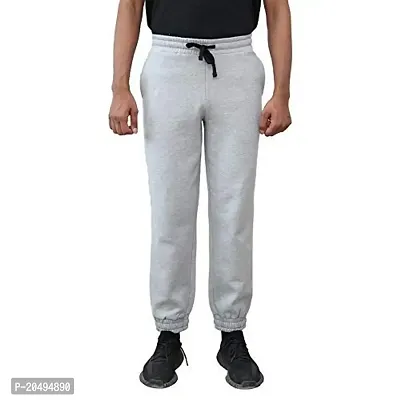 CARBON BASICS Men's Cotton Joggers Lower Track Pants with Zipper Pockets (DK Grey Melange
