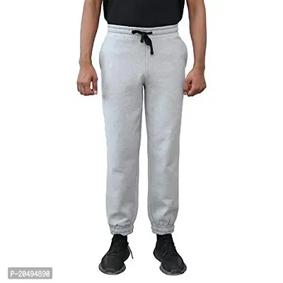 CARBON BASICS Men's Cotton Joggers Lower Track Pants with Zipper Pockets (DK Grey Melange-thumb0