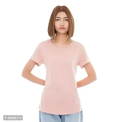 CARBON BASICS Women T-Shirt Half Sleeve, Round Neck Cotton Plain Tshirt-thumb0